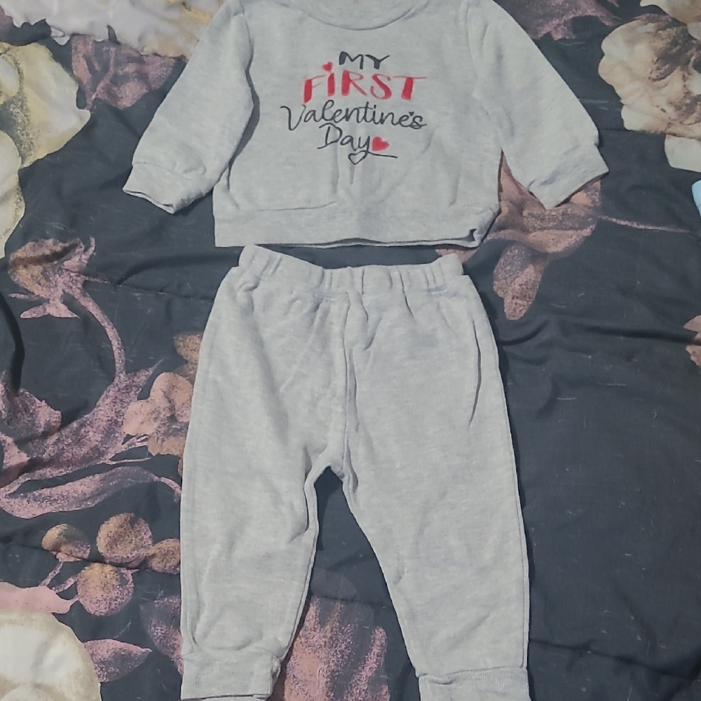 Gray Valentine's Day Baby Outfit